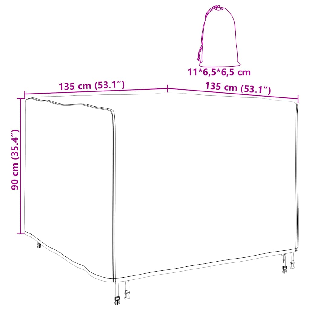 Outdoor Furniture Cover Black 135 x 135 x 90 cm 210D